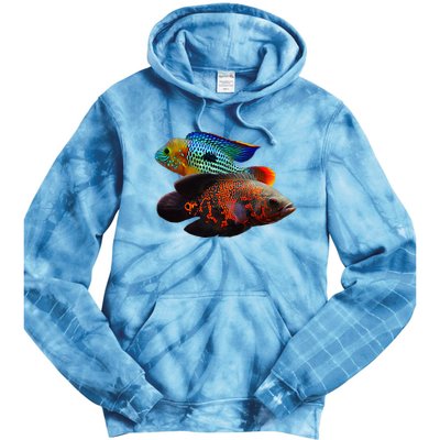 Oscar Fish Green Terror Cichlids Monster Fish Aquarium Tie Dye Hoodie