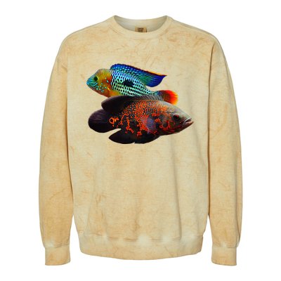 Oscar Fish Green Terror Cichlids Monster Fish Aquarium Colorblast Crewneck Sweatshirt