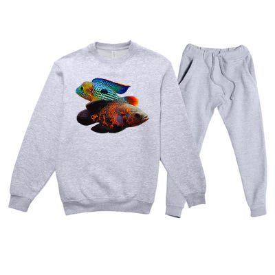 Oscar Fish Green Terror Cichlids Monster Fish Aquarium Premium Crewneck Sweatsuit Set