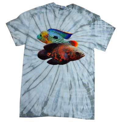 Oscar Fish Green Terror Cichlids Monster Fish Aquarium Tie-Dye T-Shirt