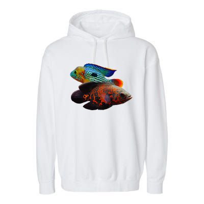 Oscar Fish Green Terror Cichlids Monster Fish Aquarium Garment-Dyed Fleece Hoodie