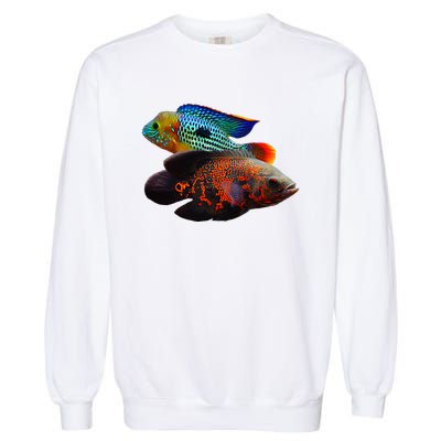 Oscar Fish Green Terror Cichlids Monster Fish Aquarium Garment-Dyed Sweatshirt