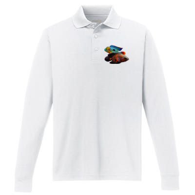 Oscar Fish Green Terror Cichlids Monster Fish Aquarium Performance Long Sleeve Polo