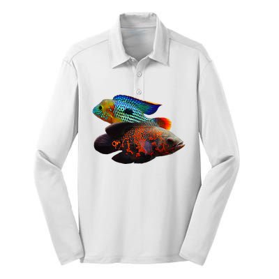 Oscar Fish Green Terror Cichlids Monster Fish Aquarium Silk Touch Performance Long Sleeve Polo