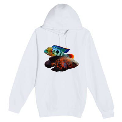 Oscar Fish Green Terror Cichlids Monster Fish Aquarium Premium Pullover Hoodie