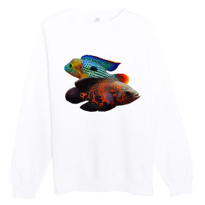 Oscar Fish Green Terror Cichlids Monster Fish Aquarium Premium Crewneck Sweatshirt