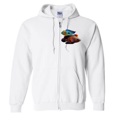 Oscar Fish Green Terror Cichlids Monster Fish Aquarium Full Zip Hoodie