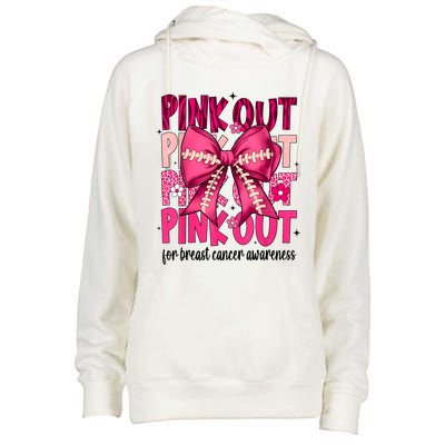 Out Football Gift Coquette Bow Breast Cancer Awareness Womens Funnel Neck Pullover Hood