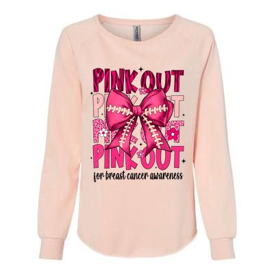 Out Football Gift Coquette Bow Breast Cancer Awareness Womens California Wash Sweatshirt