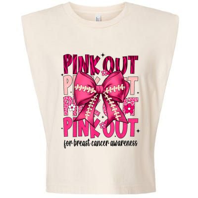 Out Football Gift Coquette Bow Breast Cancer Awareness Garment-Dyed Women's Muscle Tee