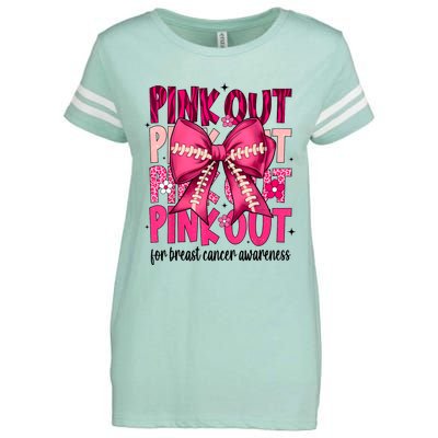 Out Football Gift Coquette Bow Breast Cancer Awareness Enza Ladies Jersey Football T-Shirt