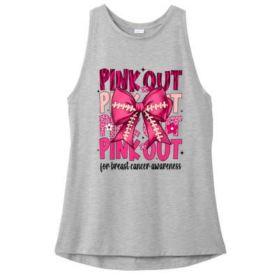 Out Football Gift Coquette Bow Breast Cancer Awareness Ladies PosiCharge Tri-Blend Wicking Tank