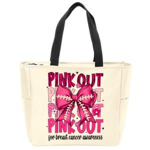 Out Football Gift Coquette Bow Breast Cancer Awareness Zip Tote Bag