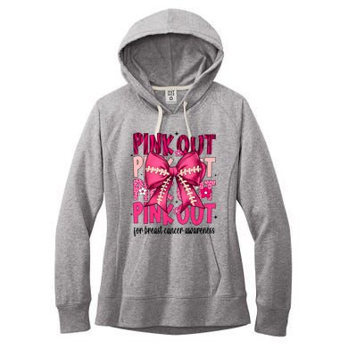 Out Football Gift Coquette Bow Breast Cancer Awareness Women's Fleece Hoodie