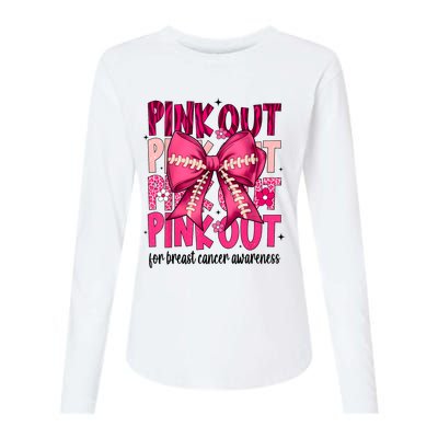 Out Football Gift Coquette Bow Breast Cancer Awareness Womens Cotton Relaxed Long Sleeve T-Shirt