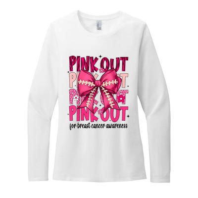 Out Football Gift Coquette Bow Breast Cancer Awareness Womens CVC Long Sleeve Shirt