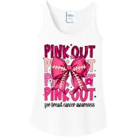 Out Football Gift Coquette Bow Breast Cancer Awareness Ladies Essential Tank