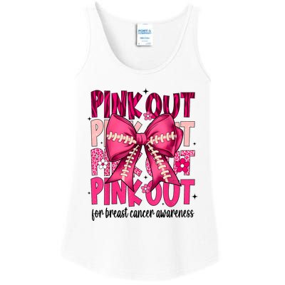 Out Football Gift Coquette Bow Breast Cancer Awareness Ladies Essential Tank