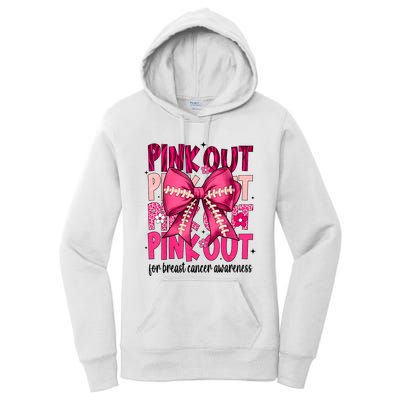 Out Football Gift Coquette Bow Breast Cancer Awareness Women's Pullover Hoodie