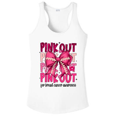 Out Football Gift Coquette Bow Breast Cancer Awareness Ladies PosiCharge Competitor Racerback Tank