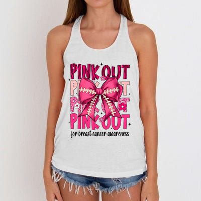 Out Football Gift Coquette Bow Breast Cancer Awareness Women's Knotted Racerback Tank