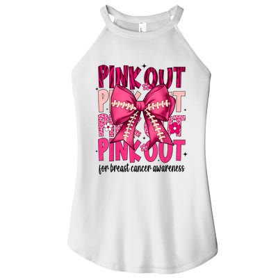 Out Football Gift Coquette Bow Breast Cancer Awareness Women's Perfect Tri Rocker Tank