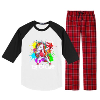 Out First Grade 1St Grade Graduation Magical Unicorn Dabbing Gift Raglan Sleeve Pajama Set