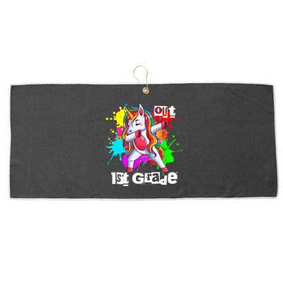 Out First Grade 1St Grade Graduation Magical Unicorn Dabbing Gift Large Microfiber Waffle Golf Towel