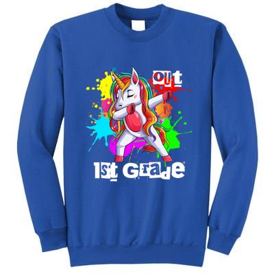 Out First Grade 1St Grade Graduation Magical Unicorn Dabbing Gift Sweatshirt