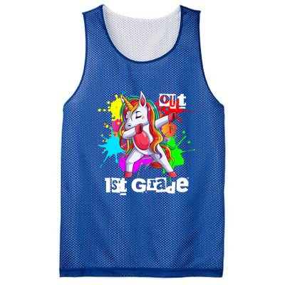 Out First Grade 1St Grade Graduation Magical Unicorn Dabbing Gift Mesh Reversible Basketball Jersey Tank