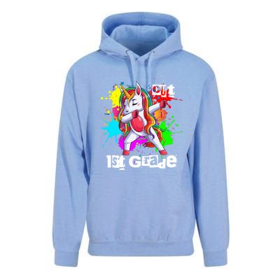 Out First Grade 1St Grade Graduation Magical Unicorn Dabbing Gift Unisex Surf Hoodie