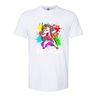 Out First Grade 1St Grade Graduation Magical Unicorn Dabbing Gift Softstyle CVC T-Shirt