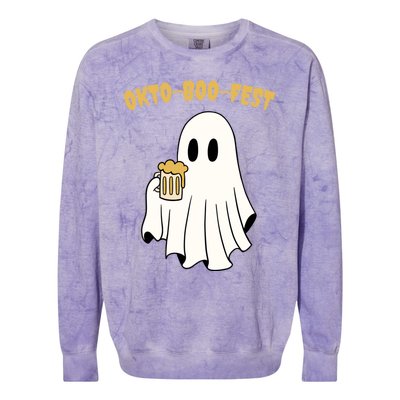 Oktoboofest Funny Halloween Oktoberfest Beer Ghost Humor Great Gift Colorblast Crewneck Sweatshirt