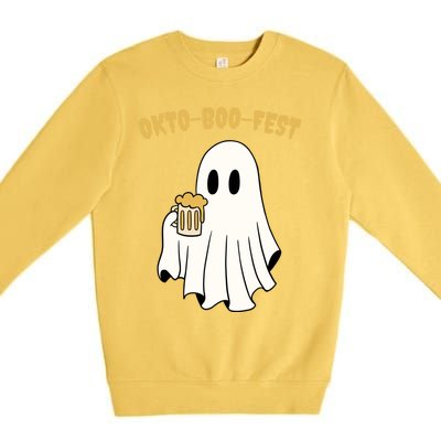 Oktoboofest Funny Halloween Oktoberfest Beer Ghost Humor Great Gift Premium Crewneck Sweatshirt