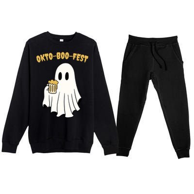 Oktoboofest Funny Halloween Oktoberfest Beer Ghost Humor Great Gift Premium Crewneck Sweatsuit Set