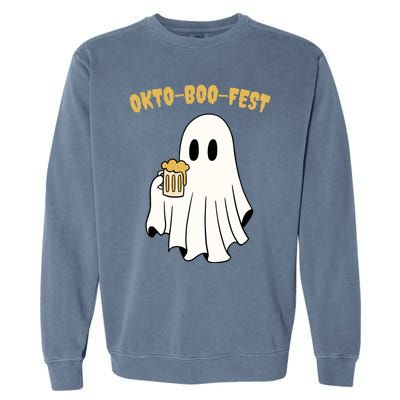 Oktoboofest Funny Halloween Oktoberfest Beer Ghost Humor Great Gift Garment-Dyed Sweatshirt