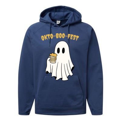 Oktoboofest Funny Halloween Oktoberfest Beer Ghost Humor Great Gift Performance Fleece Hoodie