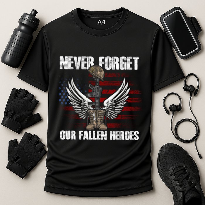 Our Fallen Heroes Veterans Memorial Day Partiotic Military Cooling Performance Crew T-Shirt