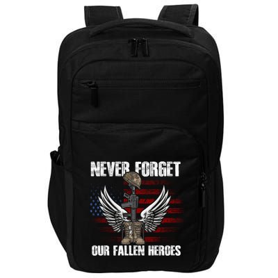 Our Fallen Heroes Veterans Memorial Day Partiotic Military Impact Tech Backpack