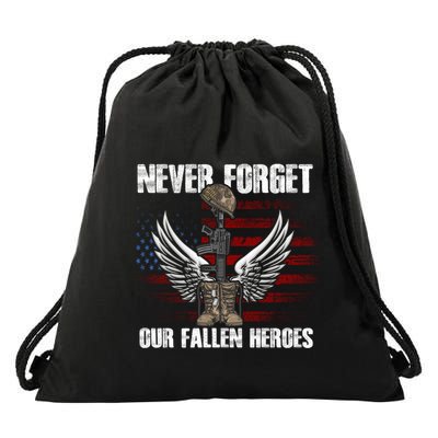 Our Fallen Heroes Veterans Memorial Day Partiotic Military Drawstring Bag