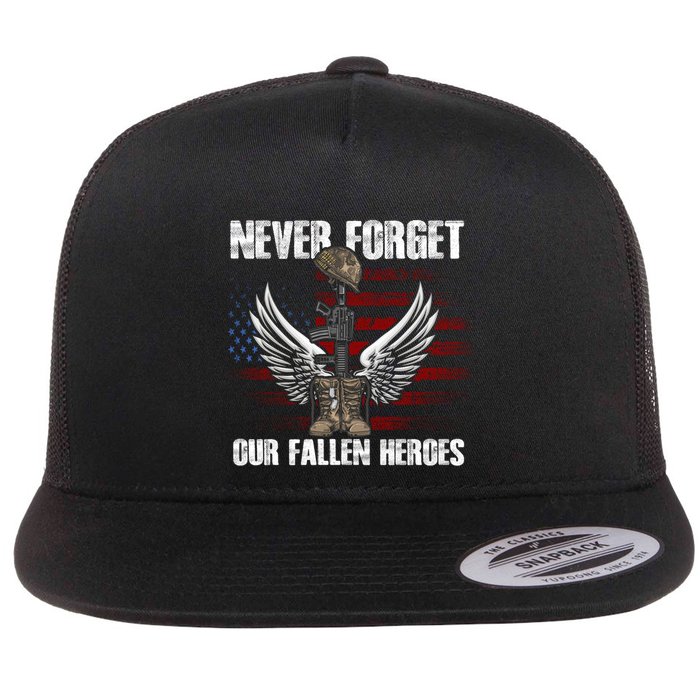 Our Fallen Heroes Veterans Memorial Day Partiotic Military Flatbill Hat