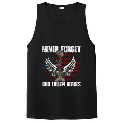 Our Fallen Heroes Veterans Memorial Day Partiotic Military PosiCharge Competitor Tank