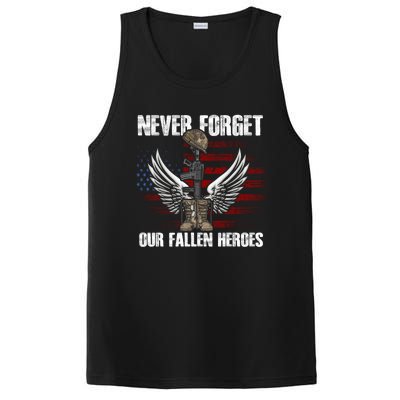 Our Fallen Heroes Veterans Memorial Day Partiotic Military PosiCharge Competitor Tank