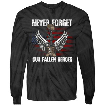 Our Fallen Heroes Veterans Memorial Day Partiotic Military Tie-Dye Long Sleeve Shirt