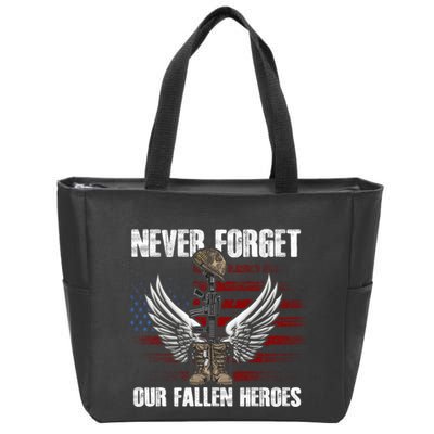 Our Fallen Heroes Veterans Memorial Day Partiotic Military Zip Tote Bag