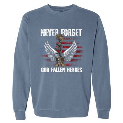 Our Fallen Heroes Veterans Memorial Day Partiotic Military Garment-Dyed Sweatshirt