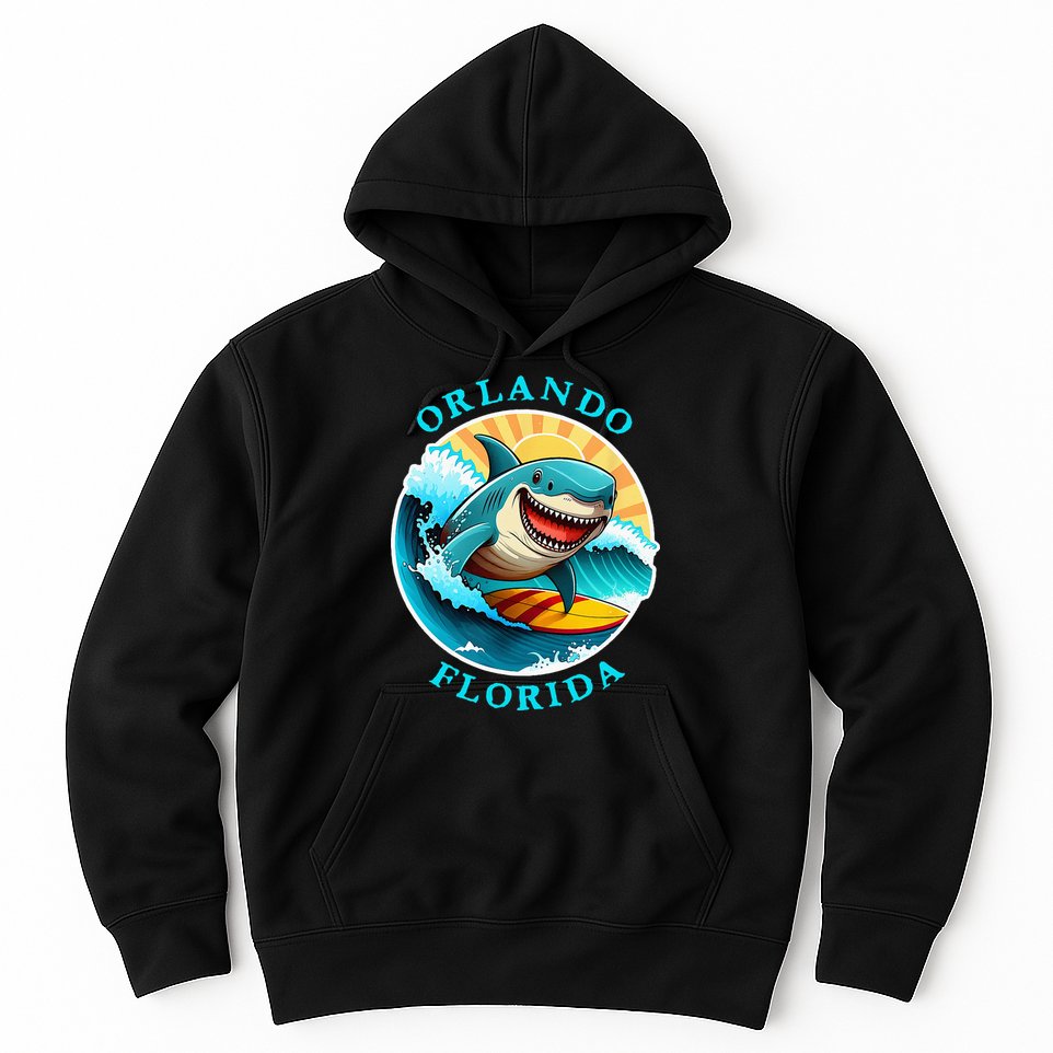 Orlando Florida Happy Surfing Shark Souvenir Hoodie
