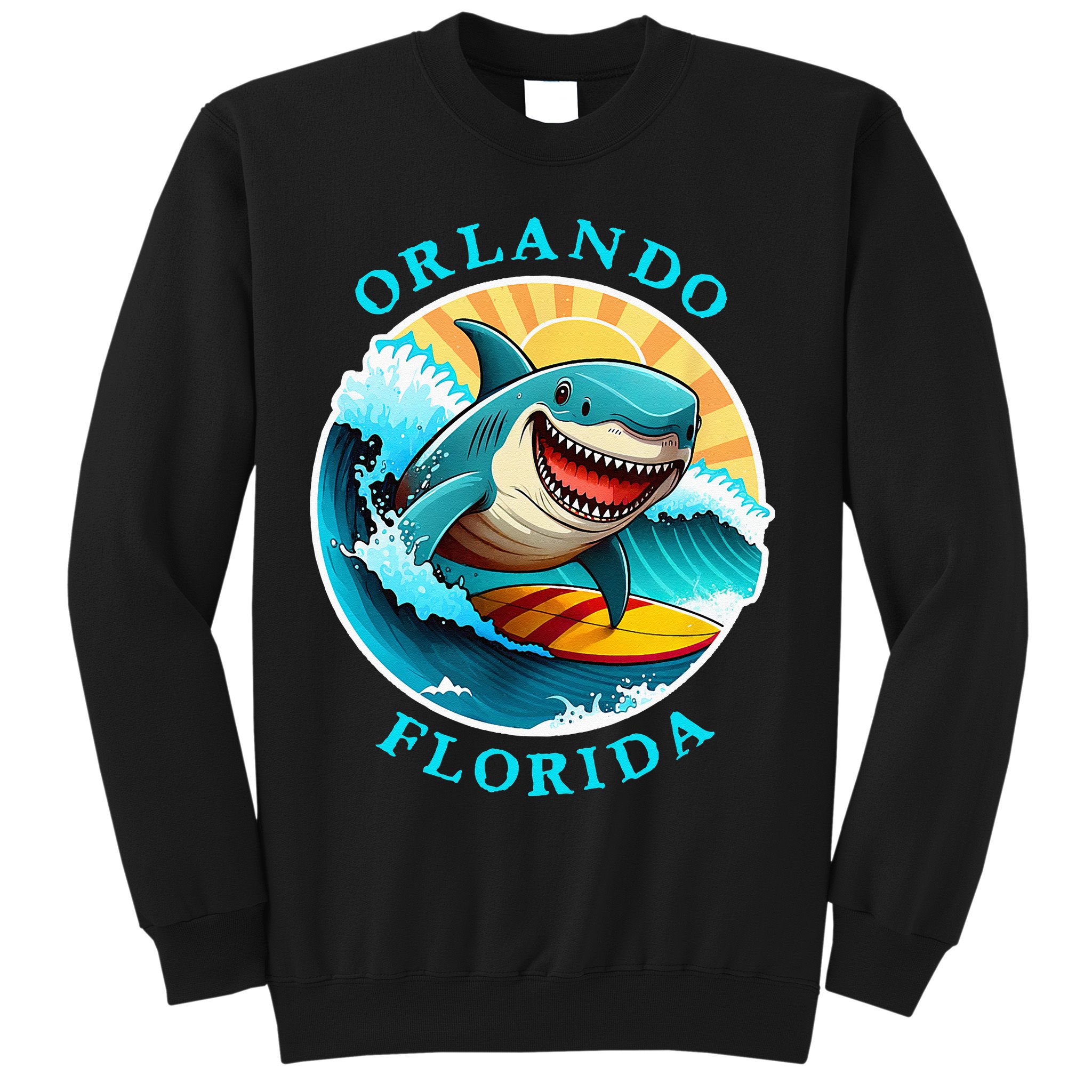 Orlando Florida Happy Surfing Shark Souvenir Sweatshirt