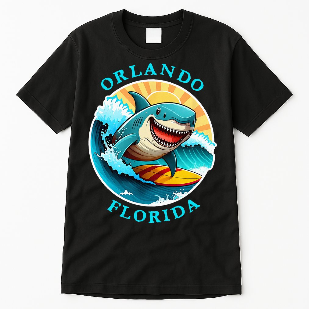 Orlando Florida Happy Surfing Shark Souvenir Tall T-Shirt
