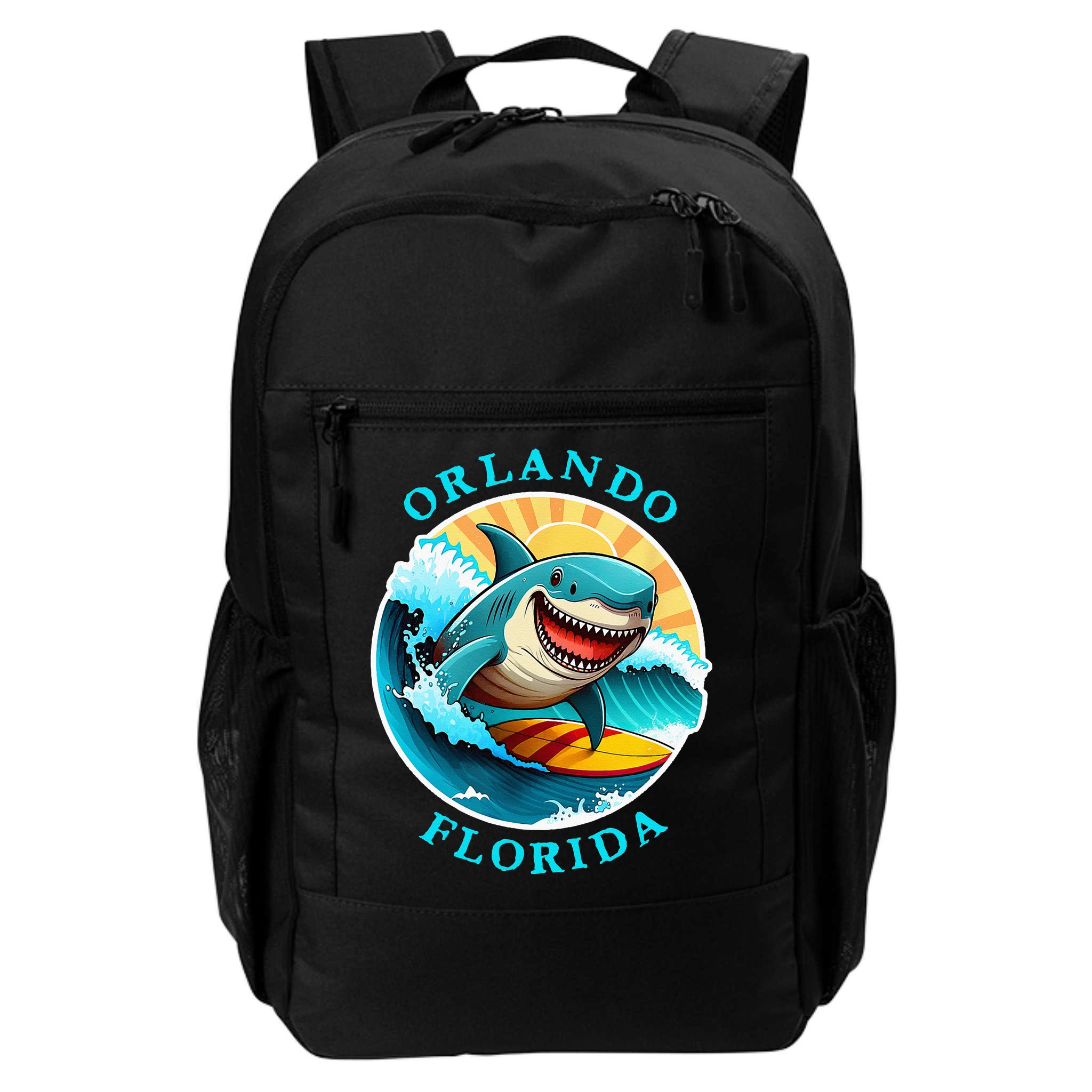 Orlando Florida Happy Surfing Shark Souvenir Backpack